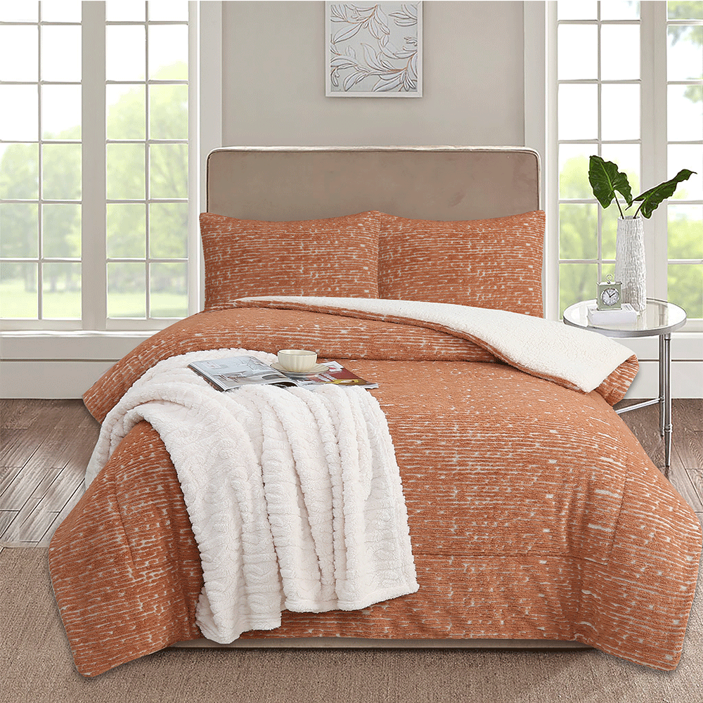 Solid Color Comforter Coverlet Quilt Comforter Set with Comfortable Flannel Fabric
