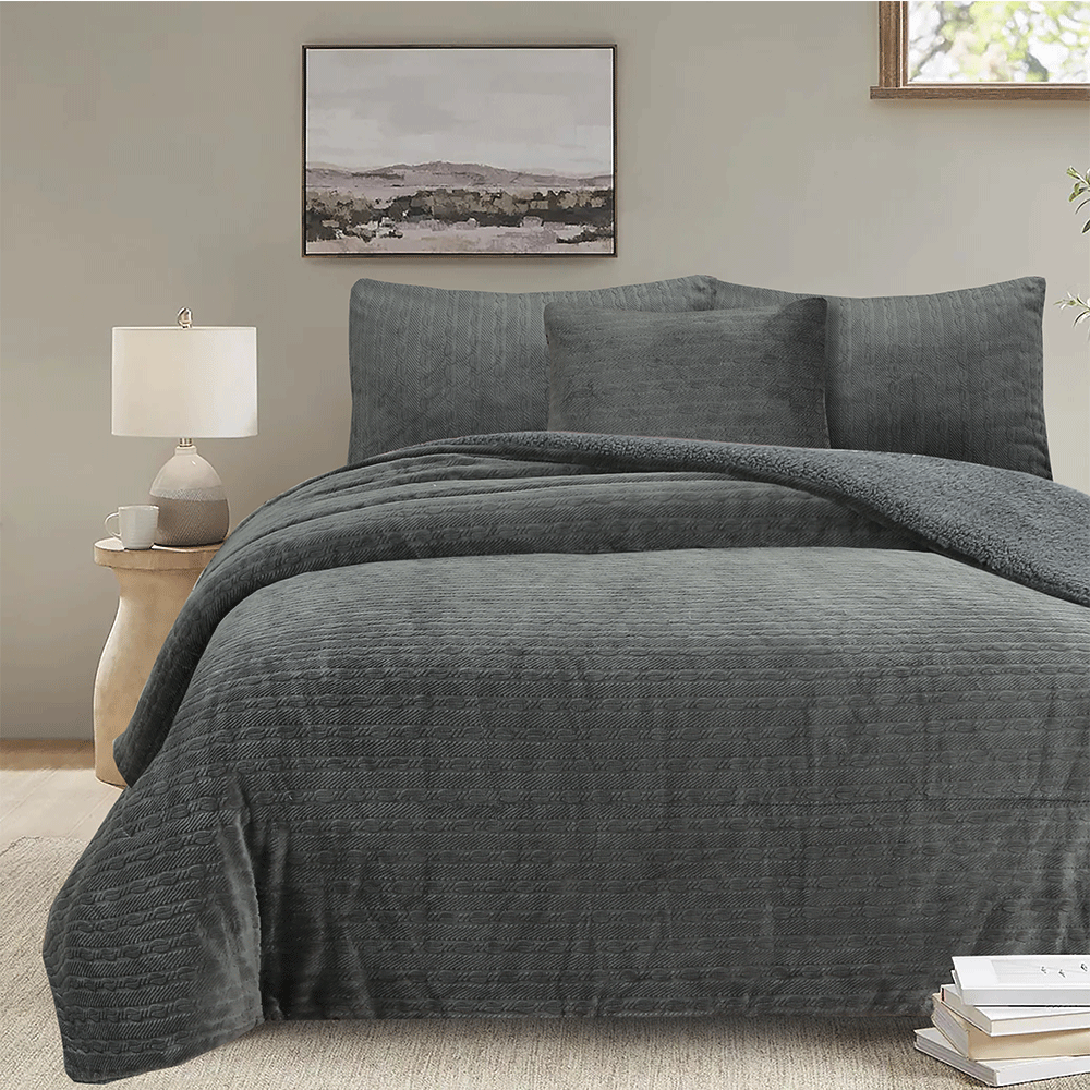 Wholesale Custom Warm Thick Flannel Quilt Bed Set Flannel Fleece Bed Sheet Bedding Set for Winter