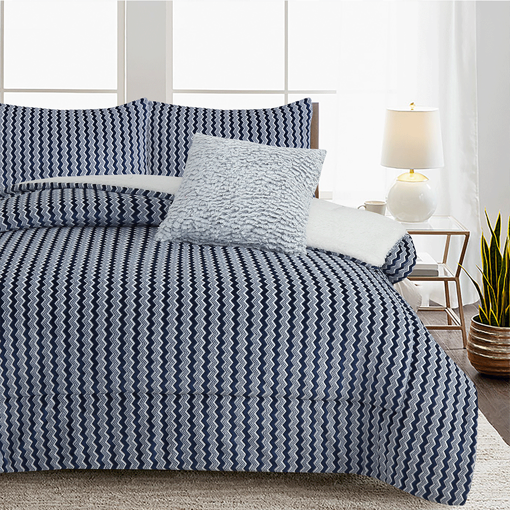 Manufacturer Ultra Soft Polyester Flannel Reversible Sherpa Bed Comforter Quilt Set for Home