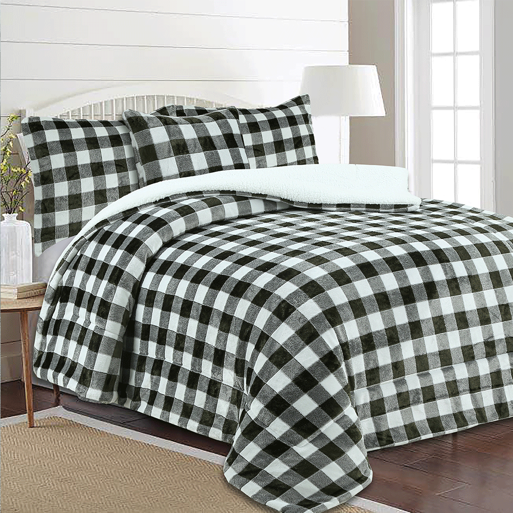 Flannel Fleece Solid Color Velvet Winter Warmth Thick Bedding Set Flannel Comforter Set